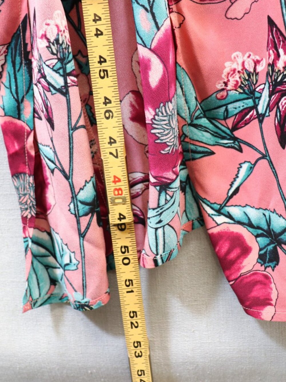 For Love & Lemons Flamenco Midi Dress L Pink Floral Silk Blend High Slit Ruffle - Picture 10 of 12